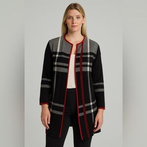 Anne Klein Black and White Knit with Red Trim